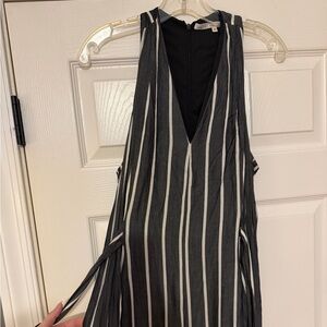 RACHEL Rachel Roy Black and White Striped Jumpsuit